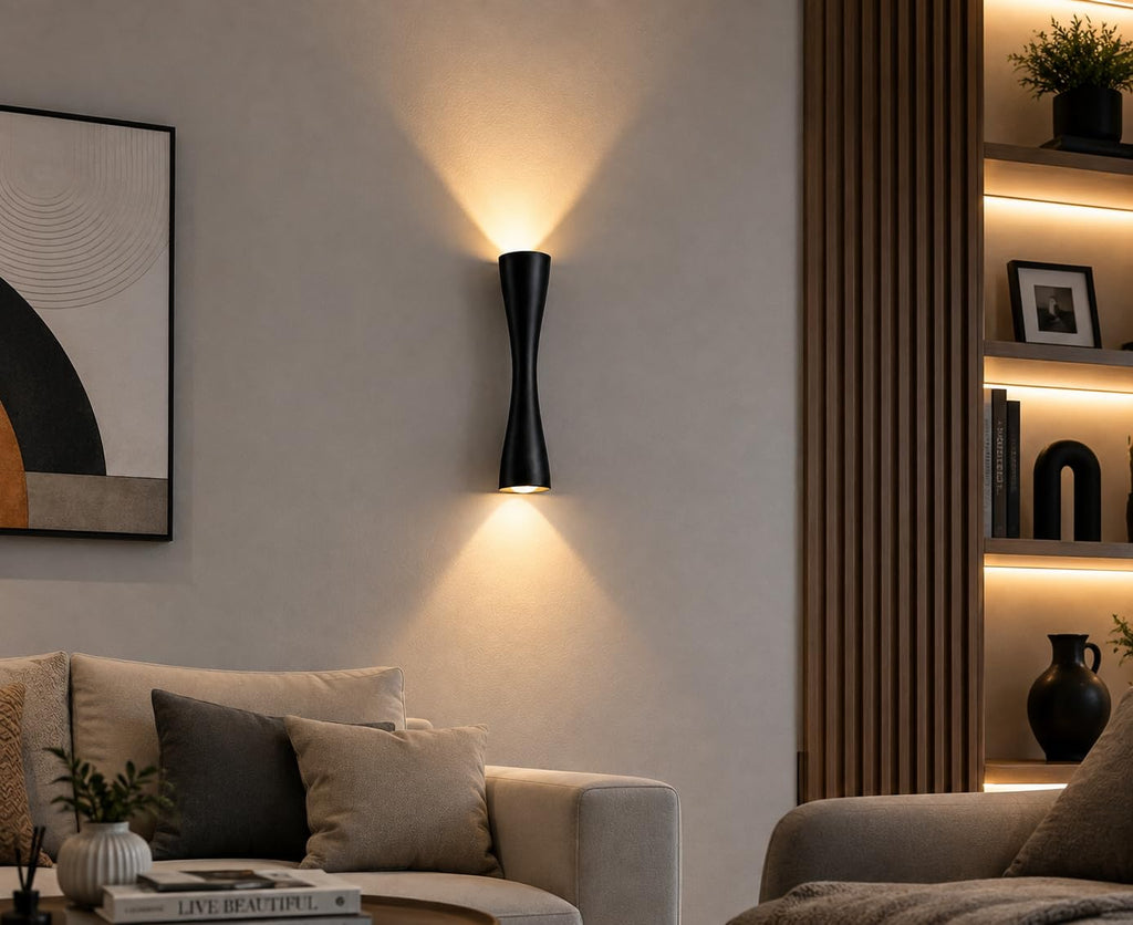 Modern 6W LED Up & Down Wall Light | IP54 Weatherproof Decorative Outdoor Wall Sconce | Matte Black Finish for Entryway, Patio, Garden & Exterior Walls