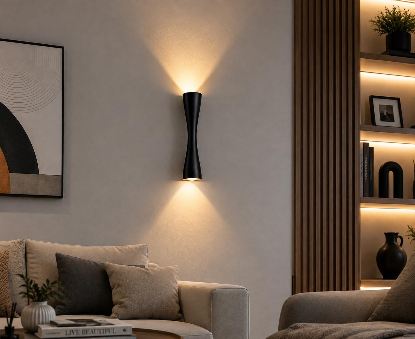 Modern 6W LED Up & Down Wall Light | IP54 Weatherproof Decorative Outdoor Wall Sconce | Matte Black Finish for Entryway, Patio, Garden & Exterior Walls