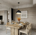 HOVLO Artisan Pendant Light – Handcrafted Wood & Matte Black Finish