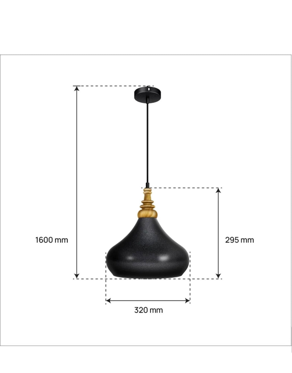 HOVLO Artisan Pendant Light – Handcrafted Wood & Matte Black Finish