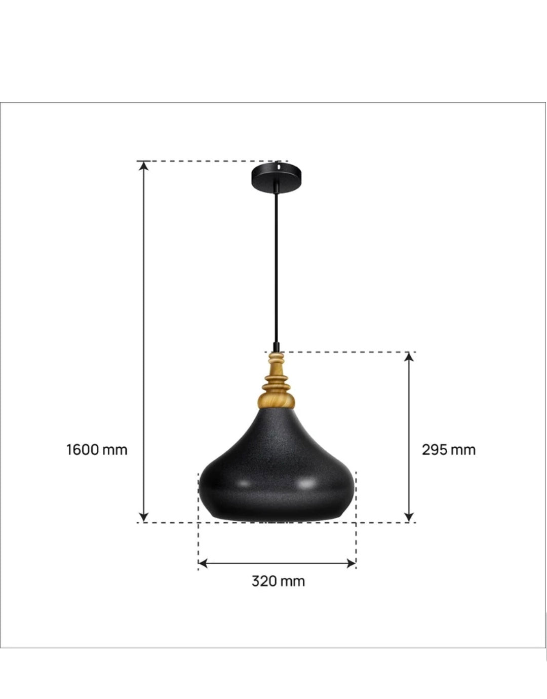 HOVLO Artisan Pendant Light – Handcrafted Wood & Matte Black Finish