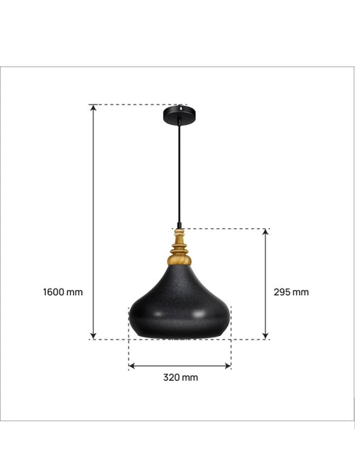 HOVLO Artisan Pendant Light – Handcrafted Wood & Matte Black Finish